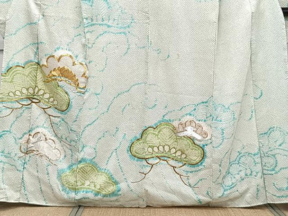 平和屋着物■豪華振袖　駒刺繍　総絞り　松文　銀糸　正絹　逸品　CABG7134xi