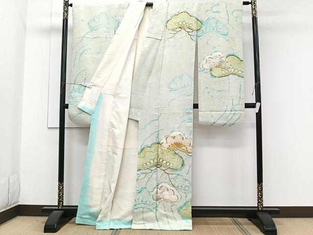 平和屋着物■豪華振袖　駒刺繍　総絞り　松文　銀糸　正絹　逸品　CABG7134xi
