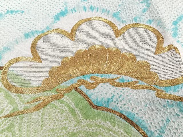 平和屋着物■豪華振袖　駒刺繍　総絞り　松文　銀糸　正絹　逸品　CABG7134xi