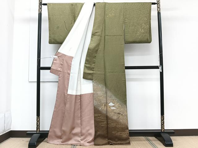 平和屋着物■訪問着　流水風景文　暈し染め　金銀彩　正絹　逸品　CABG7136xi