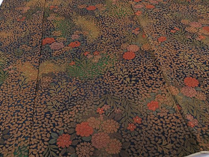 平和屋着物■上質な小紋　草花文　鬼しぼ縮緬　カラー銅色：浅黄色　正絹　逸品　CABG7137xi