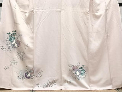 平和屋着物■訪問着　友禅　雪輪白鷺草花文　正絹　逸品　CABG7138xi