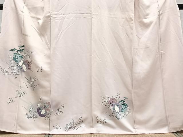 平和屋着物■訪問着　友禅　雪輪白鷺草花文　正絹　逸品　CABG7138xi