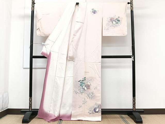 平和屋着物■訪問着　友禅　雪輪白鷺草花文　正絹　逸品　CABG7138xi