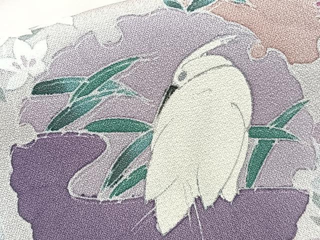 平和屋着物■訪問着　友禅　雪輪白鷺草花文　正絹　逸品　CABG7138xi