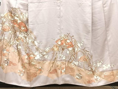 平和屋着物■豪華色留袖　駒刺繍　柳扇花文　松竹梅　金彩　正絹　逸品　CABG7152xi