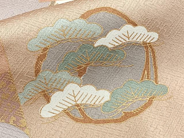 平和屋着物■豪華色留袖　駒刺繍　柳扇花文　松竹梅　金彩　正絹　逸品　CABG7152xi