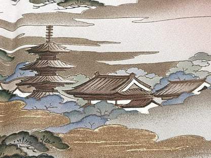 平和屋着物■豪華色留袖　龍谷　雲取り飛鳥風景文　暈し染め　金彩　正絹　逸品　CABG7153xi