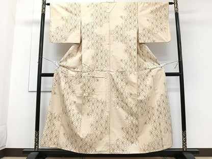 平和屋着物■上質な紬　麻の葉文　正絹　逸品　CABG7154xi