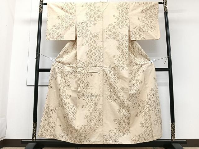 平和屋着物■上質な紬　麻の葉文　正絹　逸品　CABG7154xi