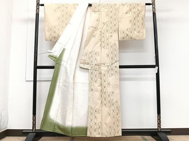 平和屋着物■上質な紬　麻の葉文　正絹　逸品　CABG7154xi
