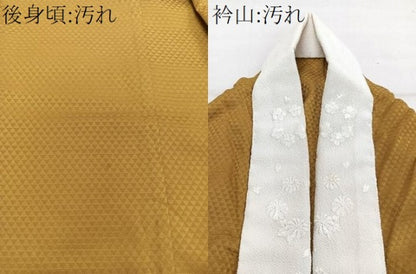平和屋着物■長襦袢　無双仕立て　鱗地紋　山吹茶色　半衿刺繍　正絹　逸品　CABG7155xi