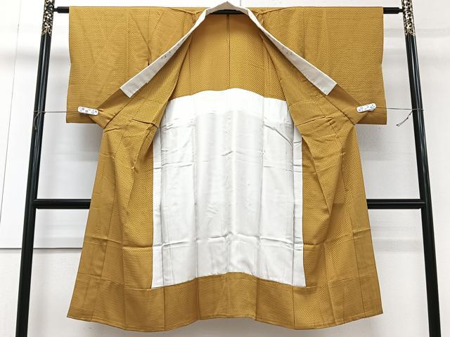 平和屋着物■長襦袢　無双仕立て　鱗地紋　山吹茶色　半衿刺繍　正絹　逸品　CABG7155xi