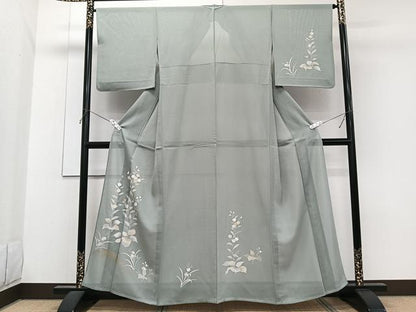 平和屋着物＊夏物　訪問着　絽　草花文　金彩　正絹　逸品　CABG7158xi