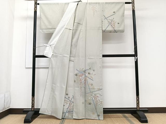平和屋着物＊夏物　訪問着　絽　流水枝垂れ楓文　金彩　洗える着物　CABG7162xi