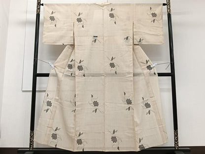平和屋着物＊夏物　紗紬　草花文　正絹　逸品　CABG7165xi