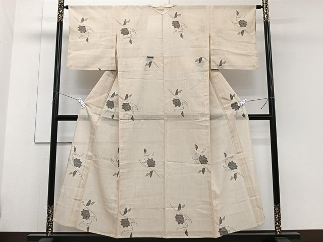 平和屋着物＊夏物　紗紬　草花文　正絹　逸品　CABG7165xi
