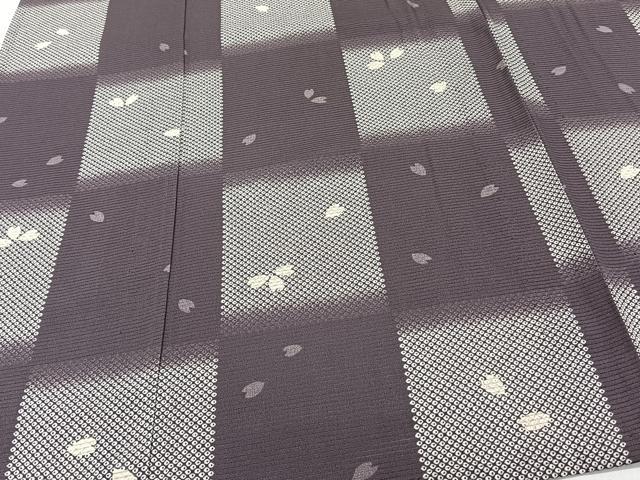 平和屋着物＊夏物　小紋　絽　格子花びら文　正絹　逸品　CABG7168xi