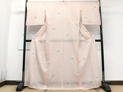 平和屋着物＊夏物　訪問着　市松紋紗　型染め　跳兎　正絹　逸品　CABG7169xi