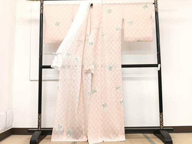 平和屋着物＊夏物　訪問着　市松紋紗　型染め　跳兎　正絹　逸品　CABG7169xi