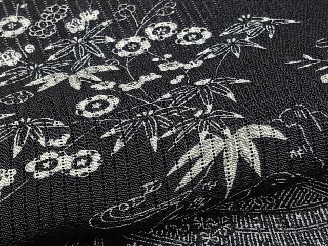 平和屋着物＊夏物　小紋　縦絽　籬流水花文　ロング丈　正絹　逸品　CABG7175xi