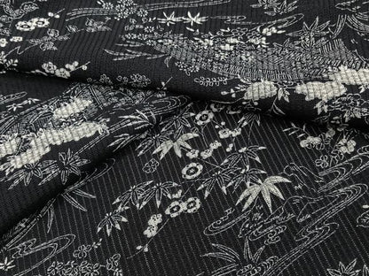平和屋着物＊夏物　小紋　縦絽　籬流水花文　ロング丈　正絹　逸品　CABG7175xi