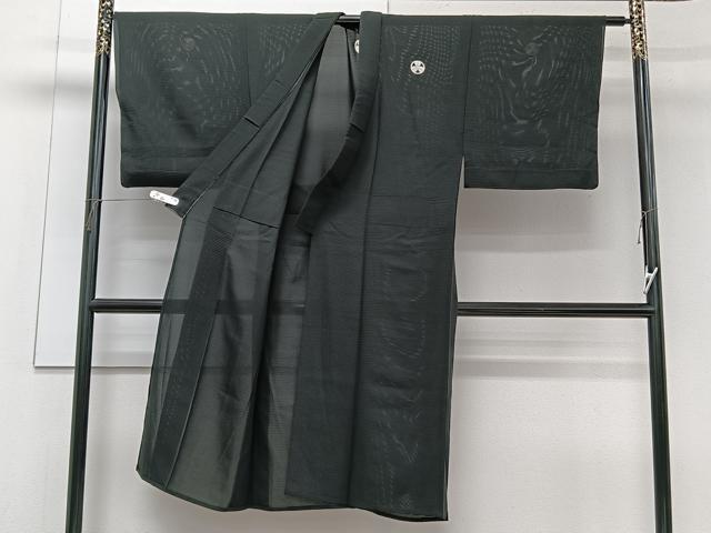 平和屋着物＊夏物　男性　黒紋付　絽　正絹　逸品　CABG7176xi
