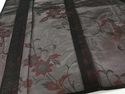 平和屋着物＊夏物　小紋　紗　花唐草文　正絹　逸品　CABG7179xi