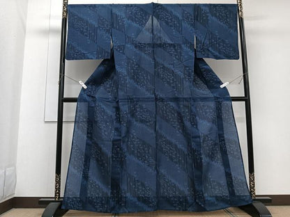 平和屋着物＊夏物　小紋　絹紅梅　斜線草花文　正絹　逸品　CABG7181xi