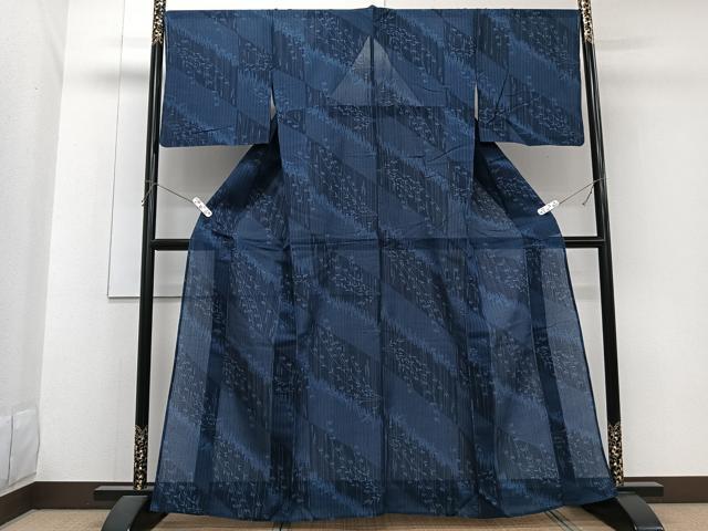 平和屋着物＊夏物　小紋　絹紅梅　斜線草花文　正絹　逸品　CABG7181xi