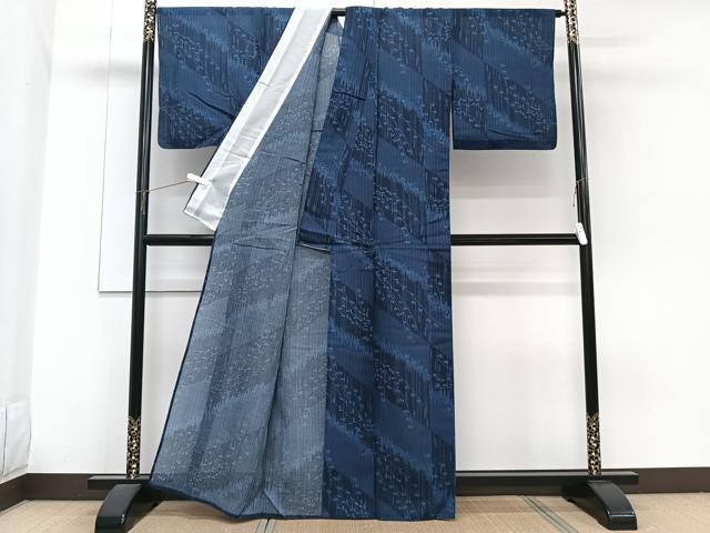 平和屋着物＊夏物　小紋　絹紅梅　斜線草花文　正絹　逸品　CABG7181xi