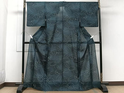 平和屋着物＊夏物　小紋　絽　舞花文　さんび謹製　洗える着物　CABG7183xi