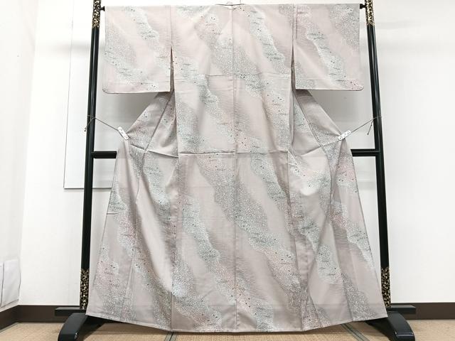 平和屋着物＊夏物　小紋　絽　流水舞蝶文　洗える着物　CABG7188xi