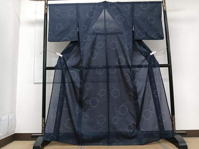 平和屋着物＊夏物　小紋　紗　こぼれ松葉　成り物　さんび謹製　洗える着物　CABG7190xi