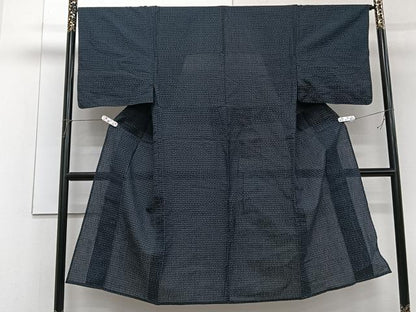 平和屋着物∴夏物　男性　浴衣　紬　格子文　綿　逸品　CABG7191xi