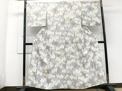 平和屋着物＊夏物　小紋　絽　葡萄蔦の葉文　正絹　逸品　CABG7196xi