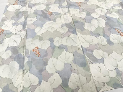 平和屋着物＊夏物　小紋　絽　葡萄蔦の葉文　正絹　逸品　CABG7196xi