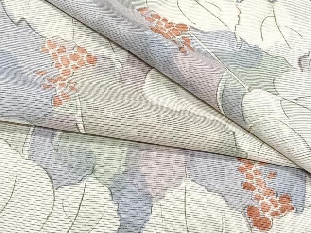 平和屋着物＊夏物　小紋　絽　葡萄蔦の葉文　正絹　逸品　CABG7196xi