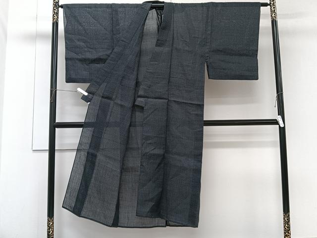 平和屋着物＊夏物　石川県指定無形文化財　能登上布　本麻手織上布　男性　幾何学文　麻　逸品　CABG7197xi