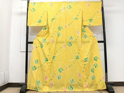平和屋着物＊夏物　小紋　草花文　洗える着物　CABG7198xi