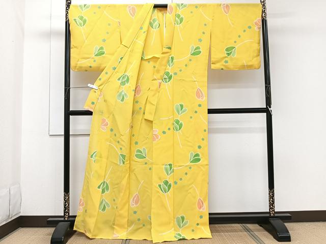 平和屋着物＊夏物　小紋　草花文　洗える着物　CABG7198xi
