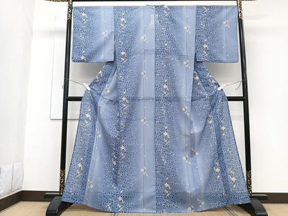 平和屋着物＊夏物　小紋　絽　流水花文　洗える着物　CABG7199xi
