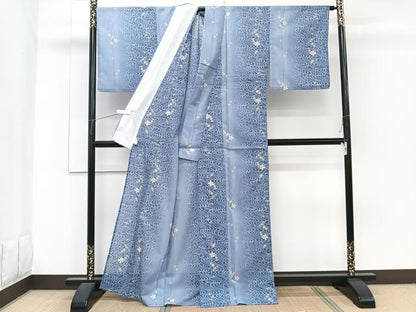 平和屋着物＊夏物　小紋　絽　流水花文　洗える着物　CABG7199xi
