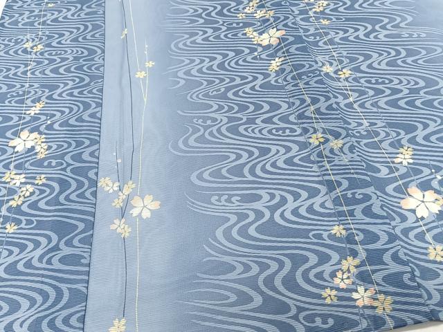 平和屋着物＊夏物　小紋　絽　流水花文　洗える着物　CABG7199xi
