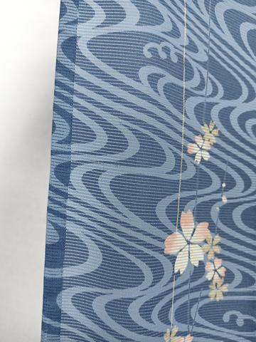 平和屋着物＊夏物　小紋　絽　流水花文　洗える着物　CABG7199xi