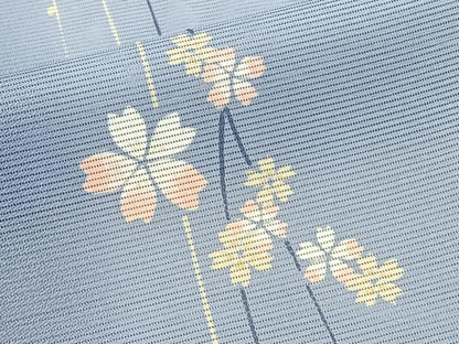 平和屋着物＊夏物　小紋　絽　流水花文　洗える着物　CABG7199xi