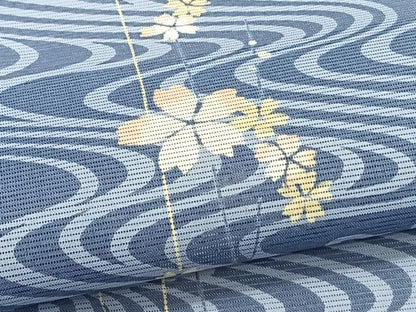 平和屋着物＊夏物　小紋　絽　流水花文　洗える着物　CABG7199xi