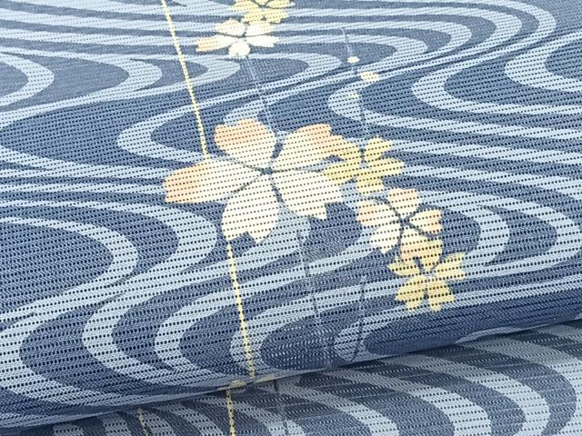 平和屋着物＊夏物　小紋　絽　流水花文　洗える着物　CABG7199xi