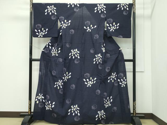 平和屋着物∴夏物　浴衣　絞り　舞花文　綿　逸品　CABG7201rv
