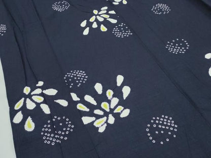 平和屋着物∴夏物　浴衣　絞り　舞花文　綿　逸品　CABG7201rv